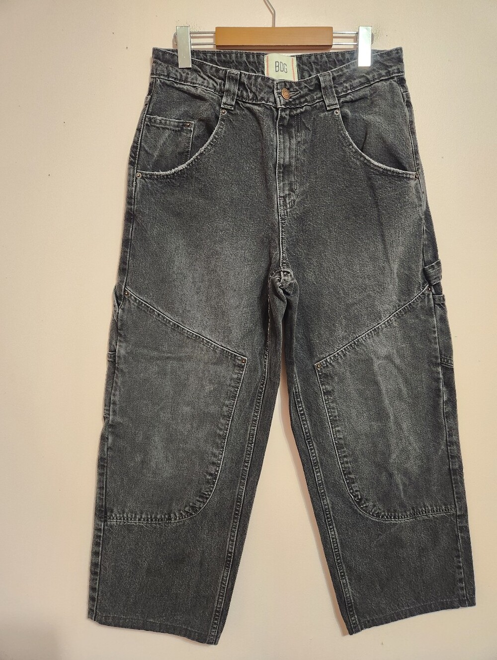 BDG Urban Outfitters Bella Baggy Carpenter Jeans Faded Black Wash Y2K Grunge 29